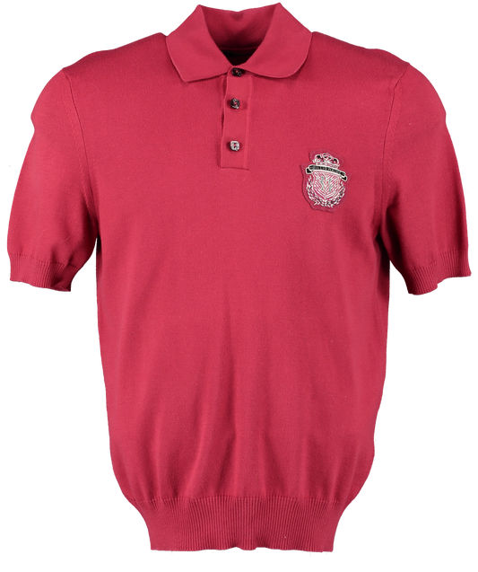 Billionaire Burgundy CREST Knit Polo Shirt UK S