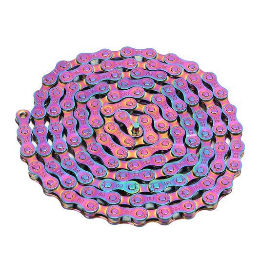 Bike Chain, Bike Chain Rust Proof Sensitive Colorful Electroplating 6 7 8 Speed Chain for Road Mountain Bikes & Parts