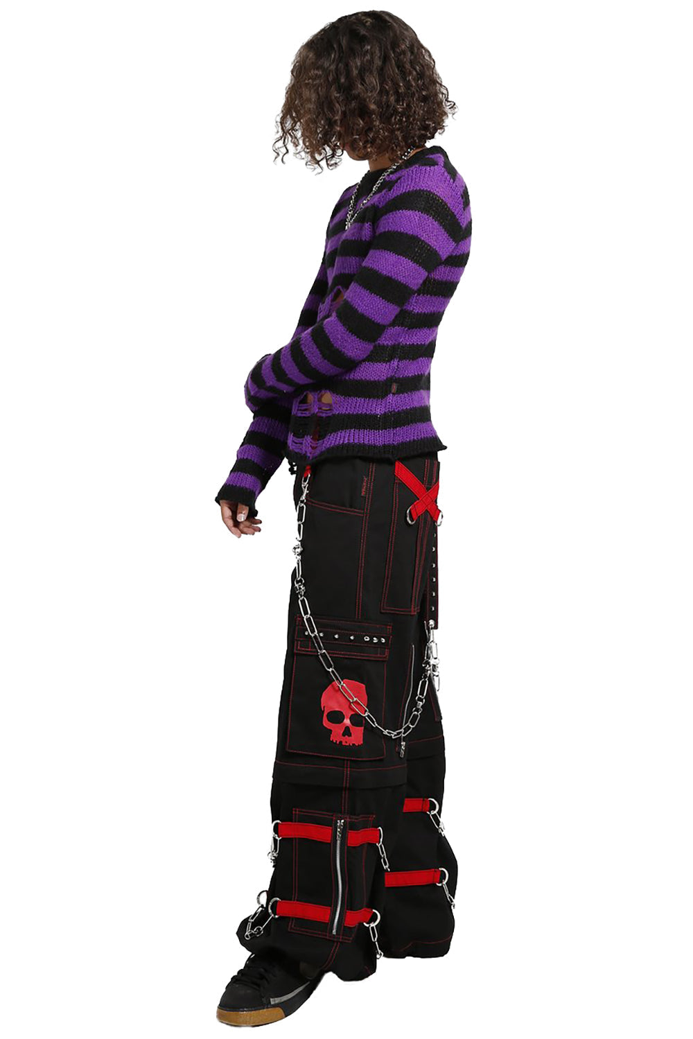 Tripp NYC Skull Bondage Pants [BLACK/RED]
