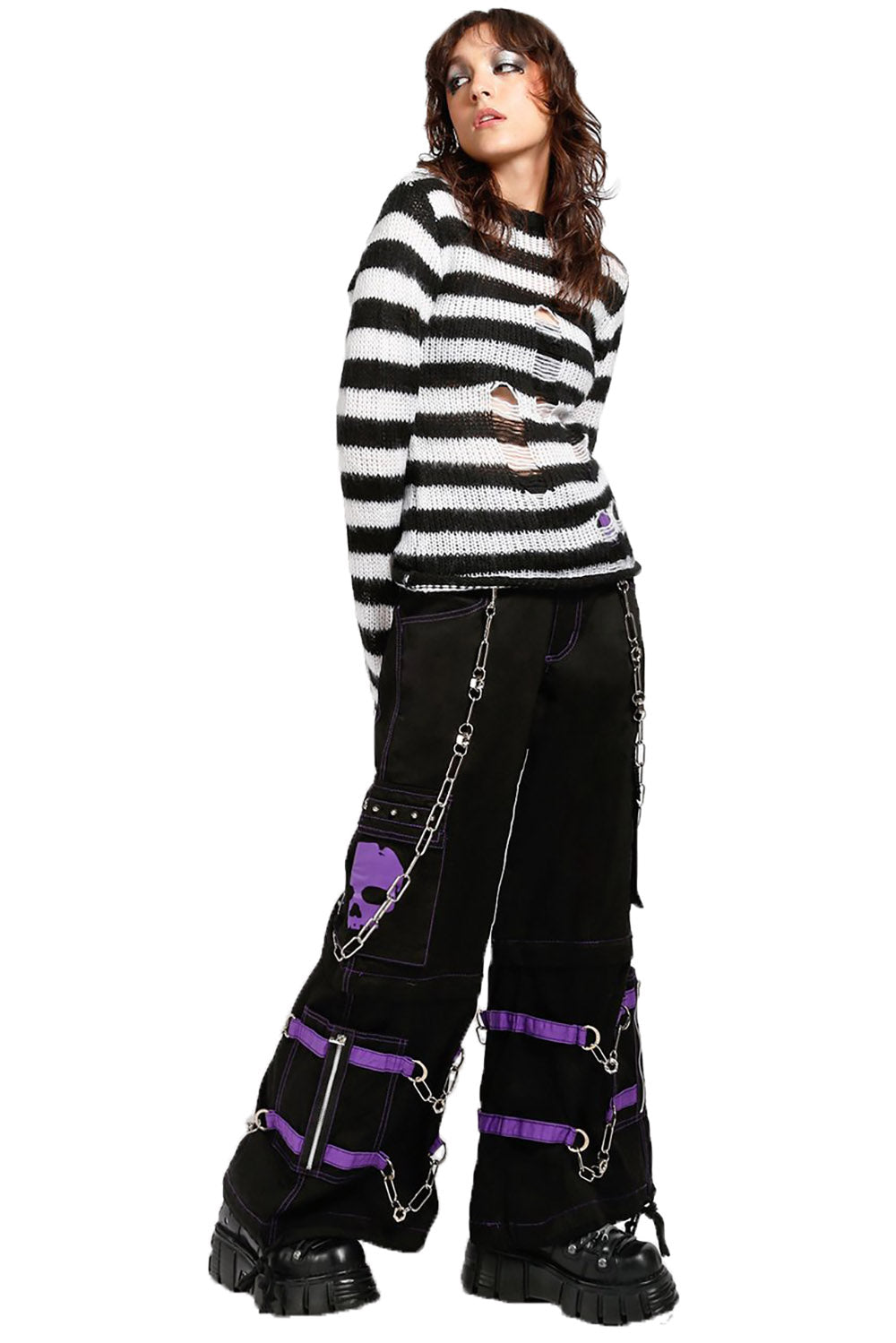 Tripp NYC Skull Bondage Pants [BLACK/PURPLE]