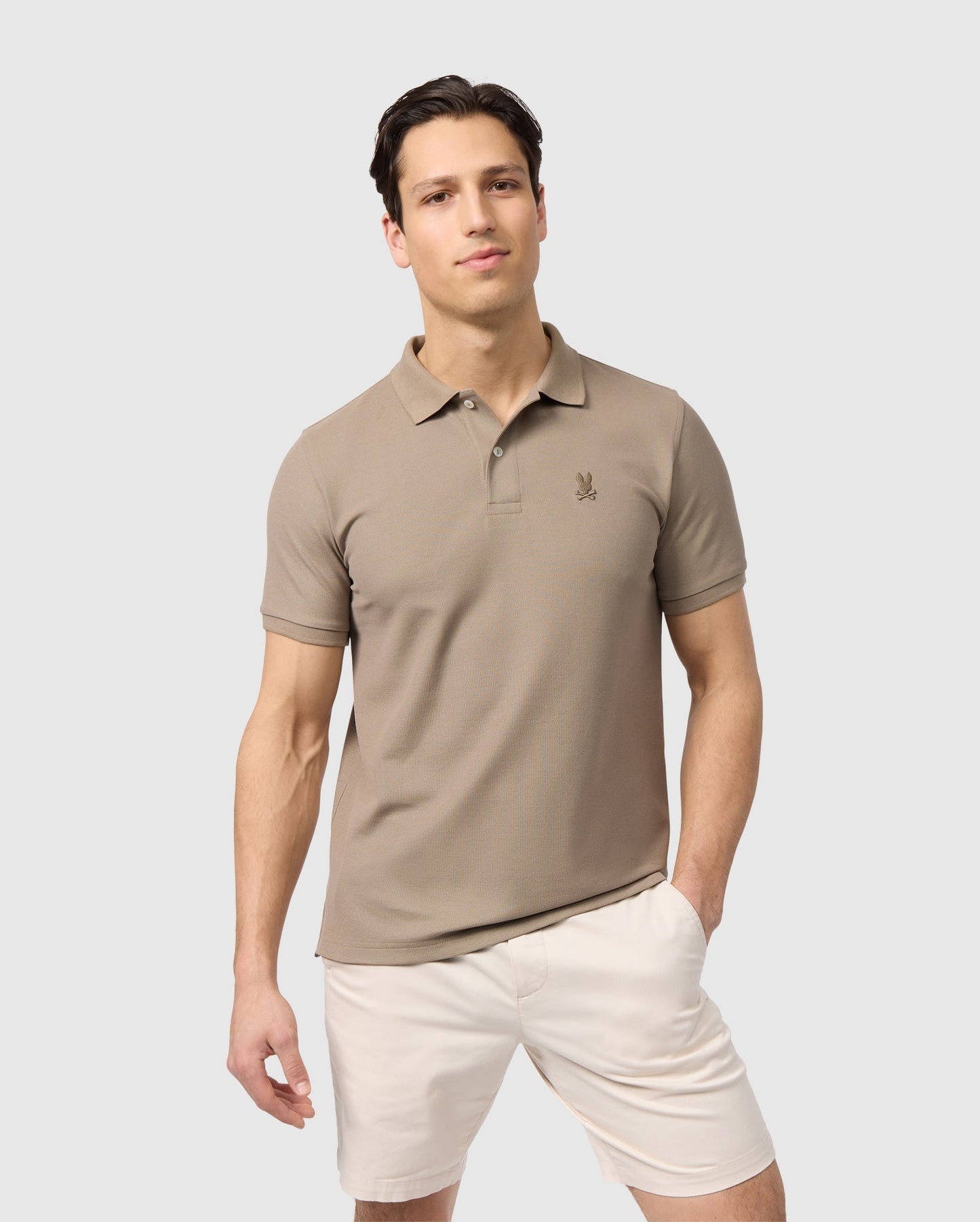 MENS TONAL EMBROIDERED PIQUE POLO SHIRT - B6K021AR00
