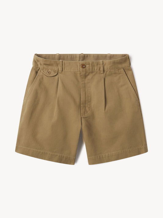 Soft Bronze Herringbone Twill Larsen Short