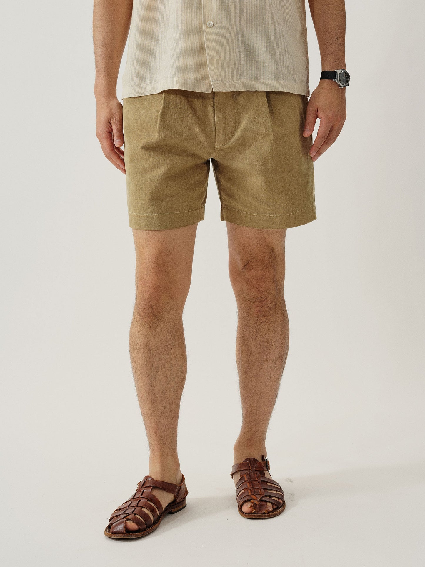 Soft Bronze Herringbone Twill Larsen Short