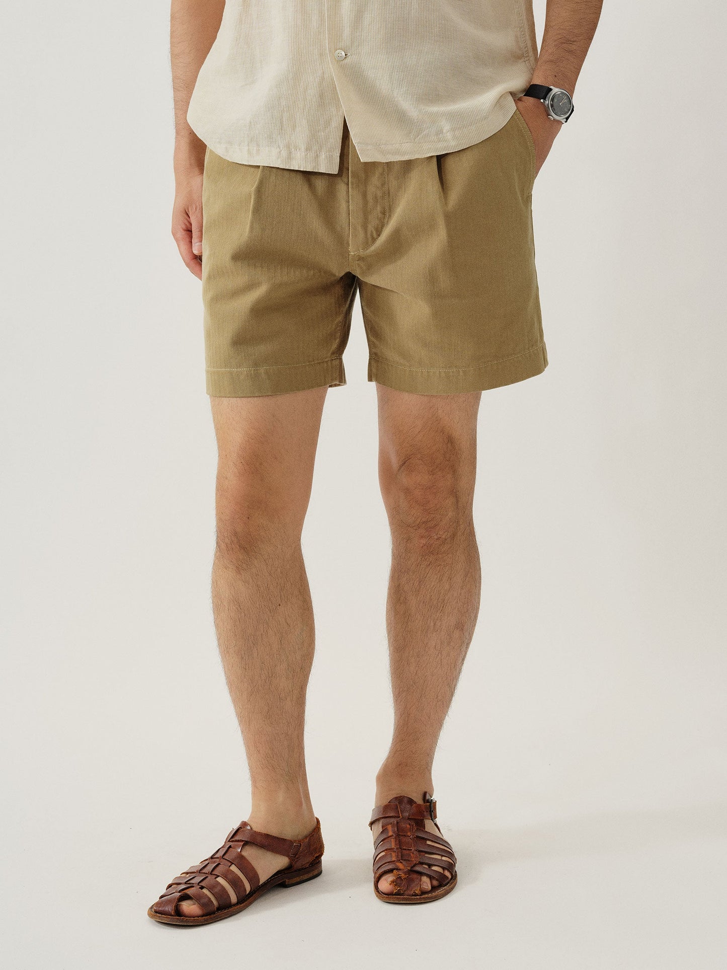 Soft Bronze Herringbone Twill Larsen Short