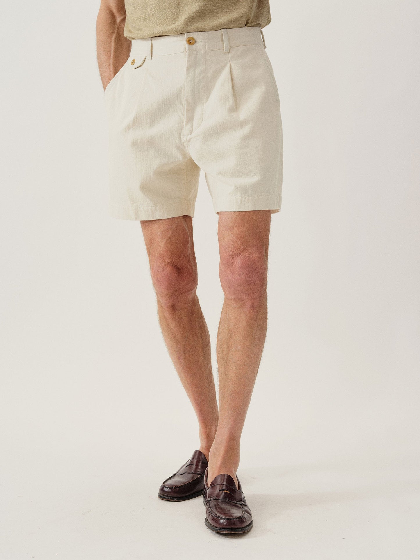Seeded Natural Herringbone Twill Larsen Short