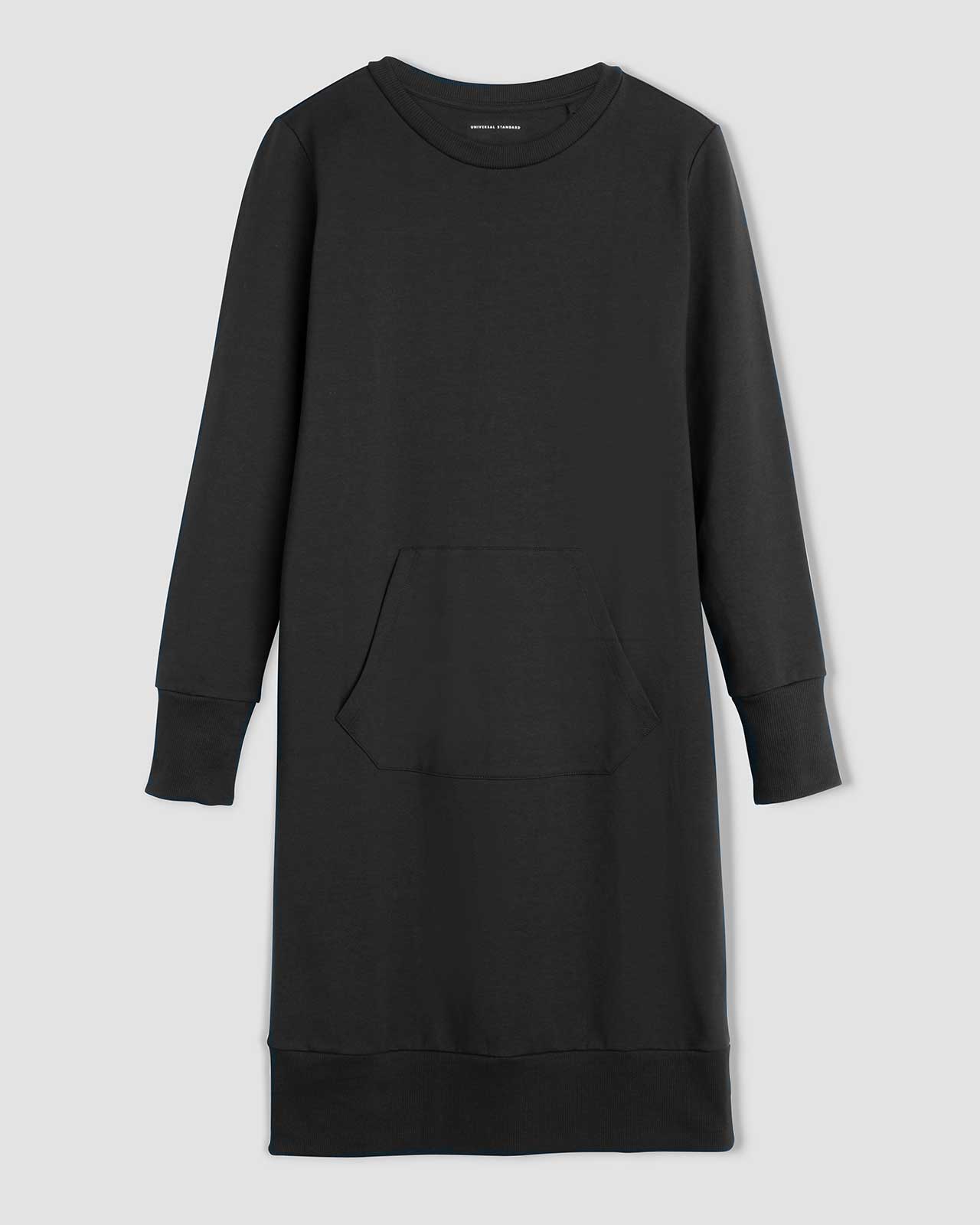Classic Light Terry Sweatshirt Dress - Black