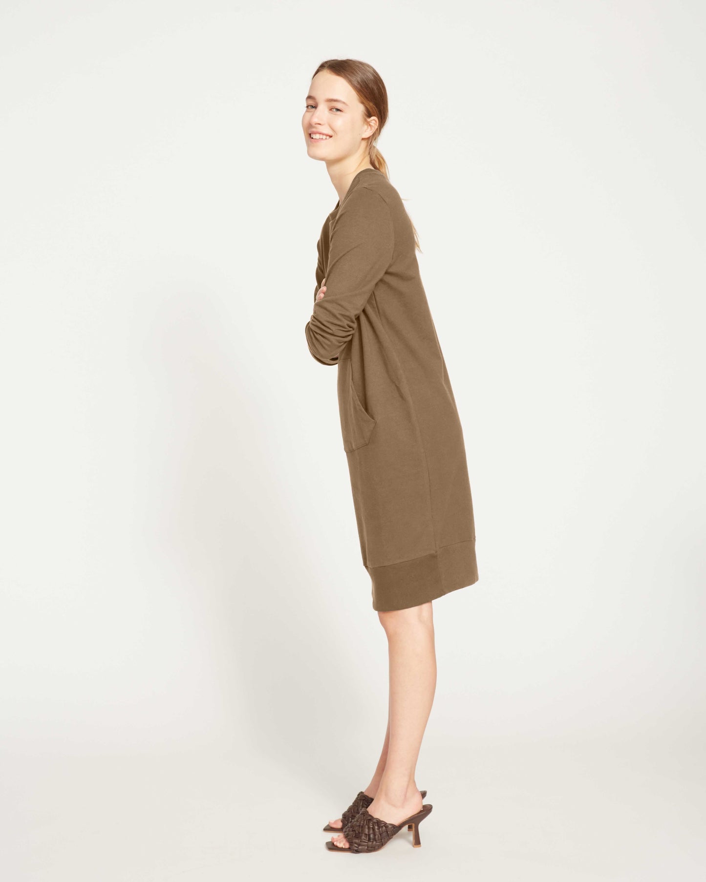 Classic Light Terry Sweatshirt Dress - Crocodile