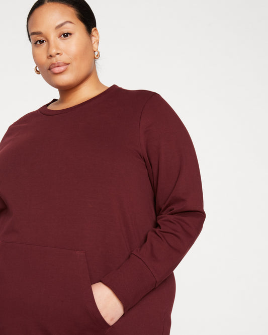 Classic Light Terry Sweatshirt Dress - Black Cherry