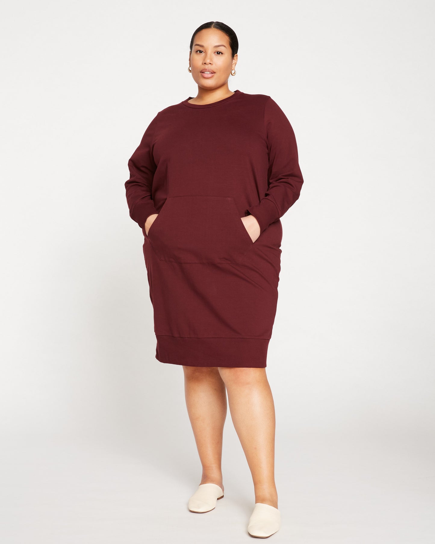 Classic Light Terry Sweatshirt Dress - Black Cherry