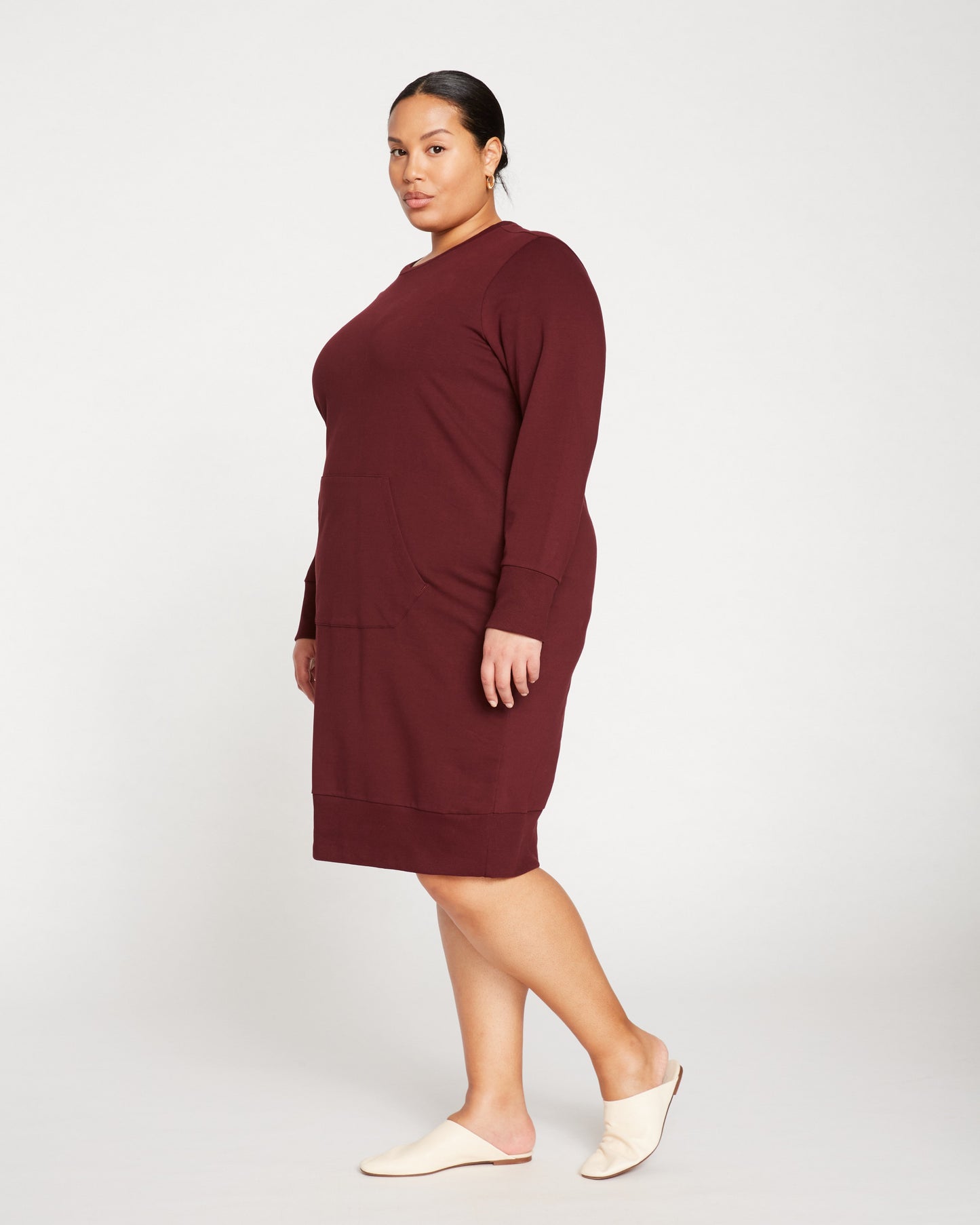 Classic Light Terry Sweatshirt Dress - Black Cherry
