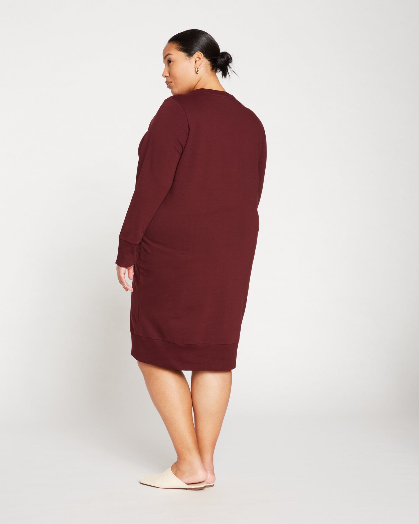 Classic Light Terry Sweatshirt Dress - Black Cherry