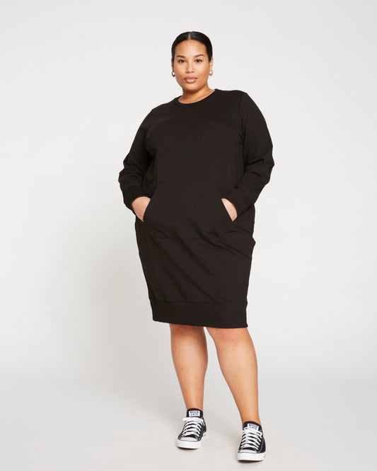 Classic Light Terry Sweatshirt Dress - Black