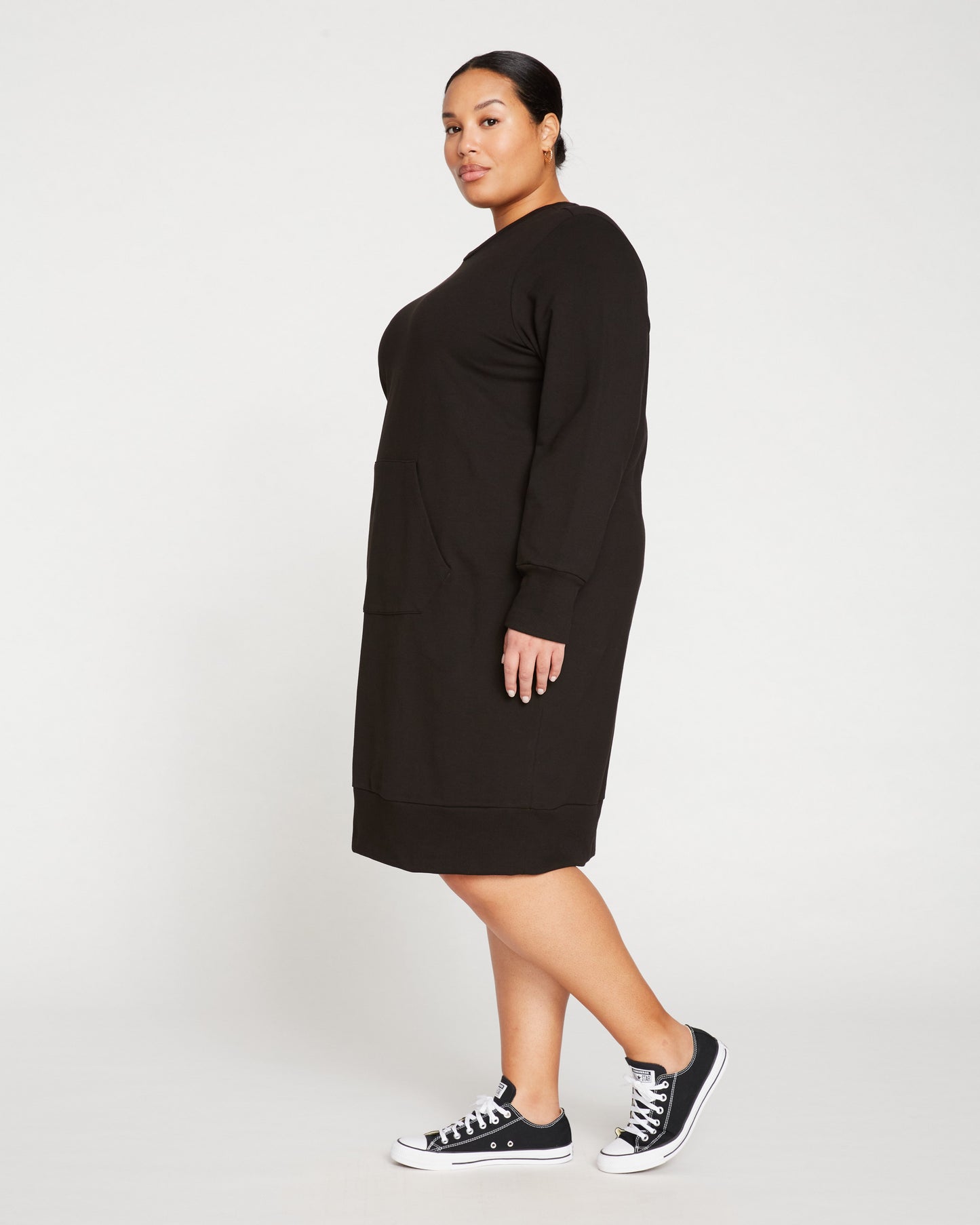 Classic Light Terry Sweatshirt Dress - Black