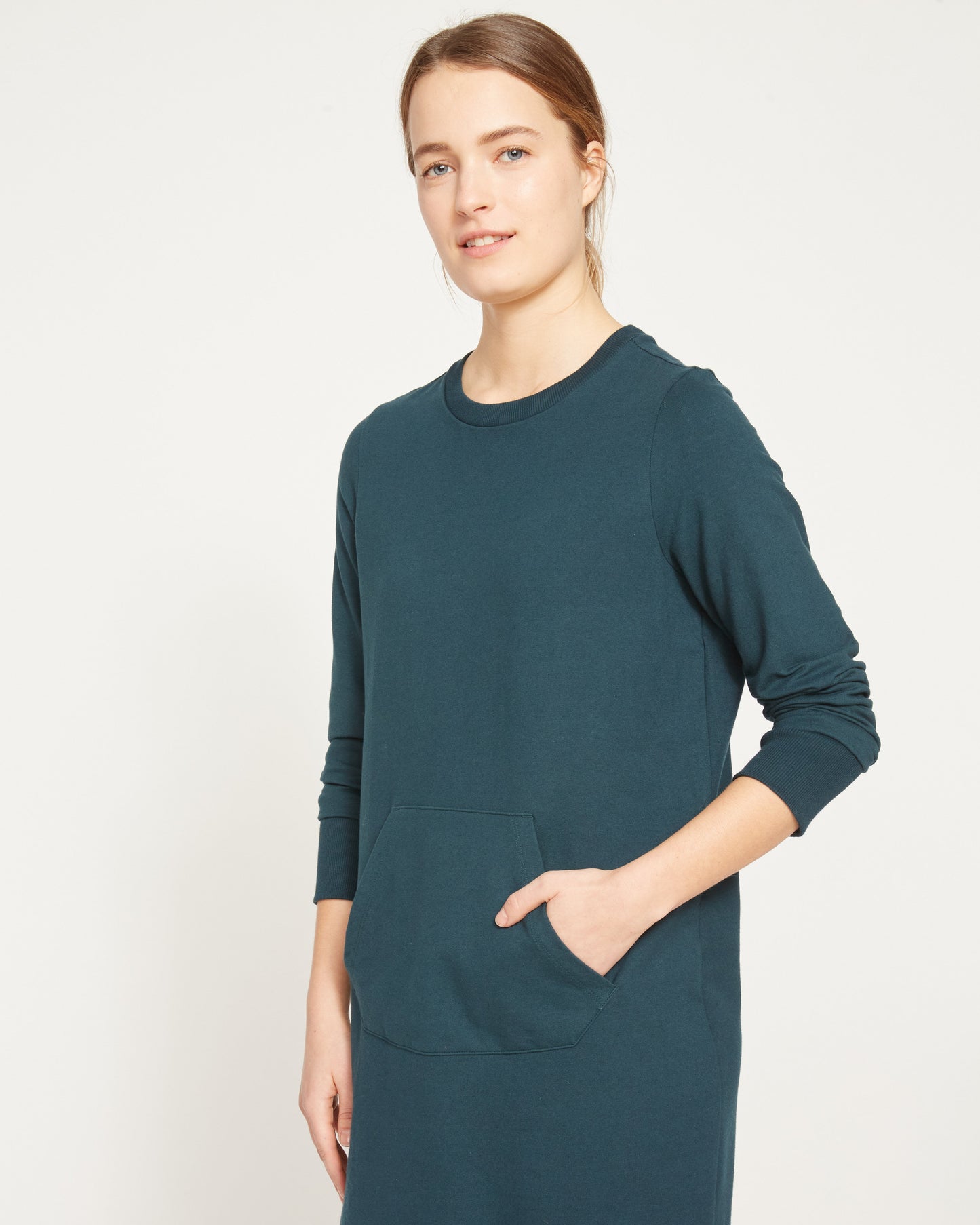 Classic Light Terry Sweatshirt Dress - Deep Sea