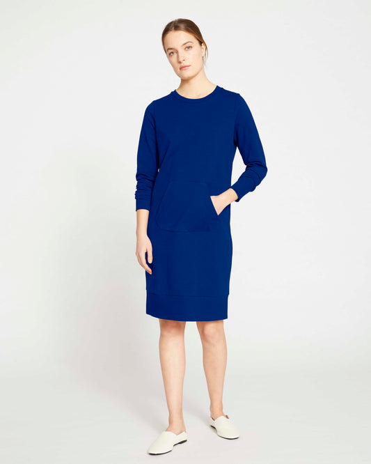 Classic Light Terry Sweatshirt Dress - Lapis
