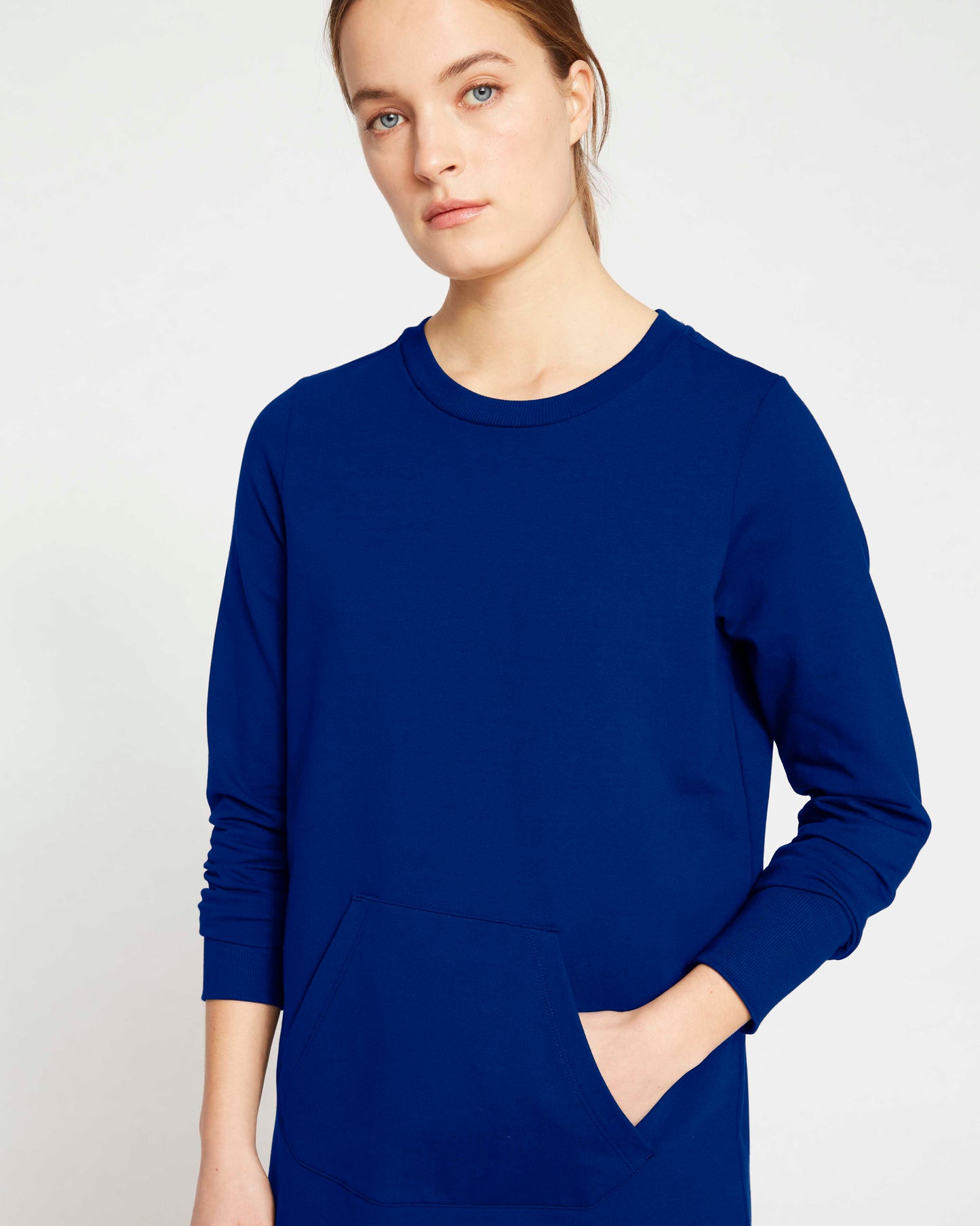Classic Light Terry Sweatshirt Dress - Lapis