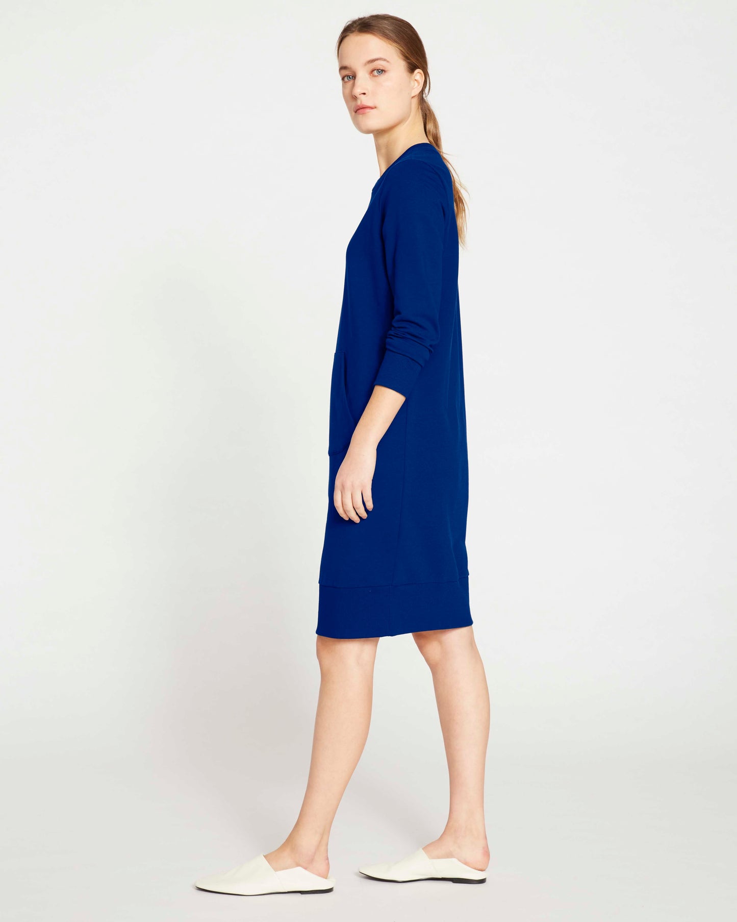 Classic Light Terry Sweatshirt Dress - Lapis