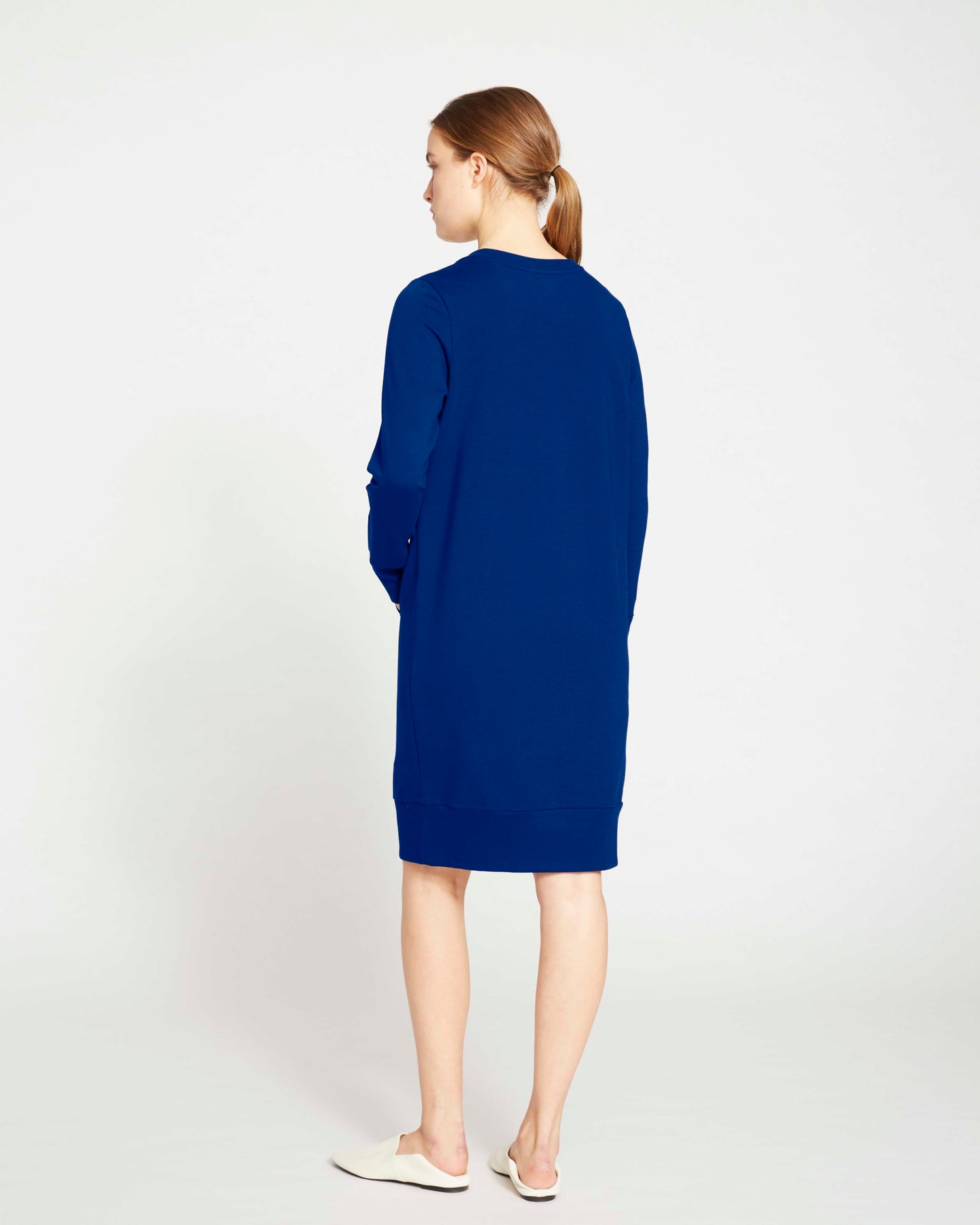 Classic Light Terry Sweatshirt Dress - Lapis