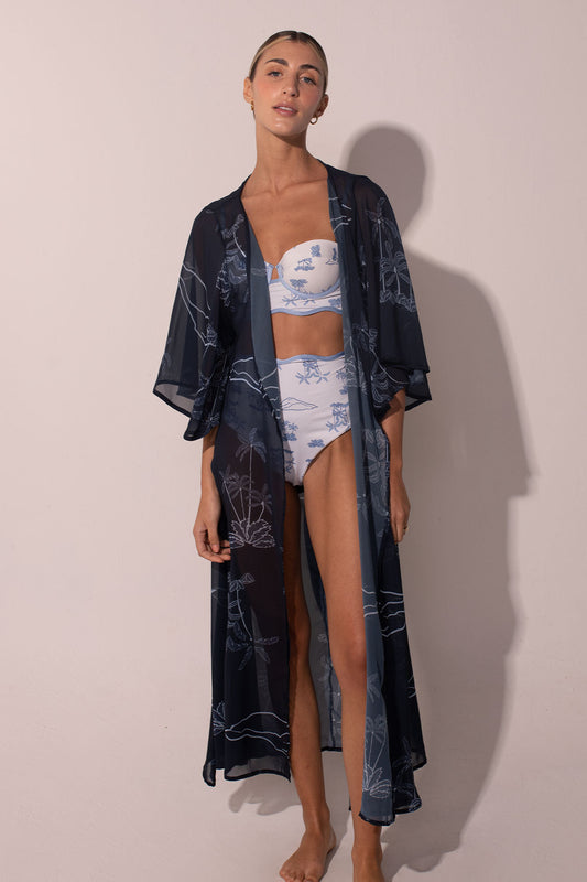 A Navy Coast Kimono