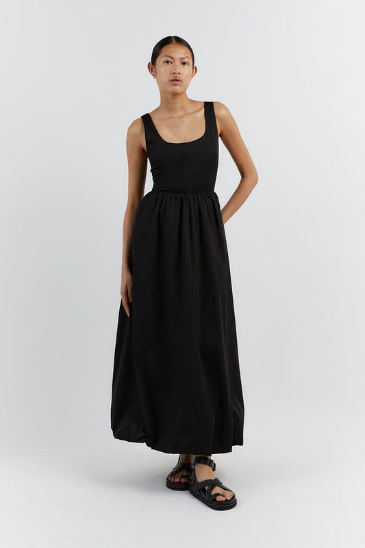 MORGAN BLACK COTTON MIDI DRESS Clothing DISSH Boutiques 12 BLACK