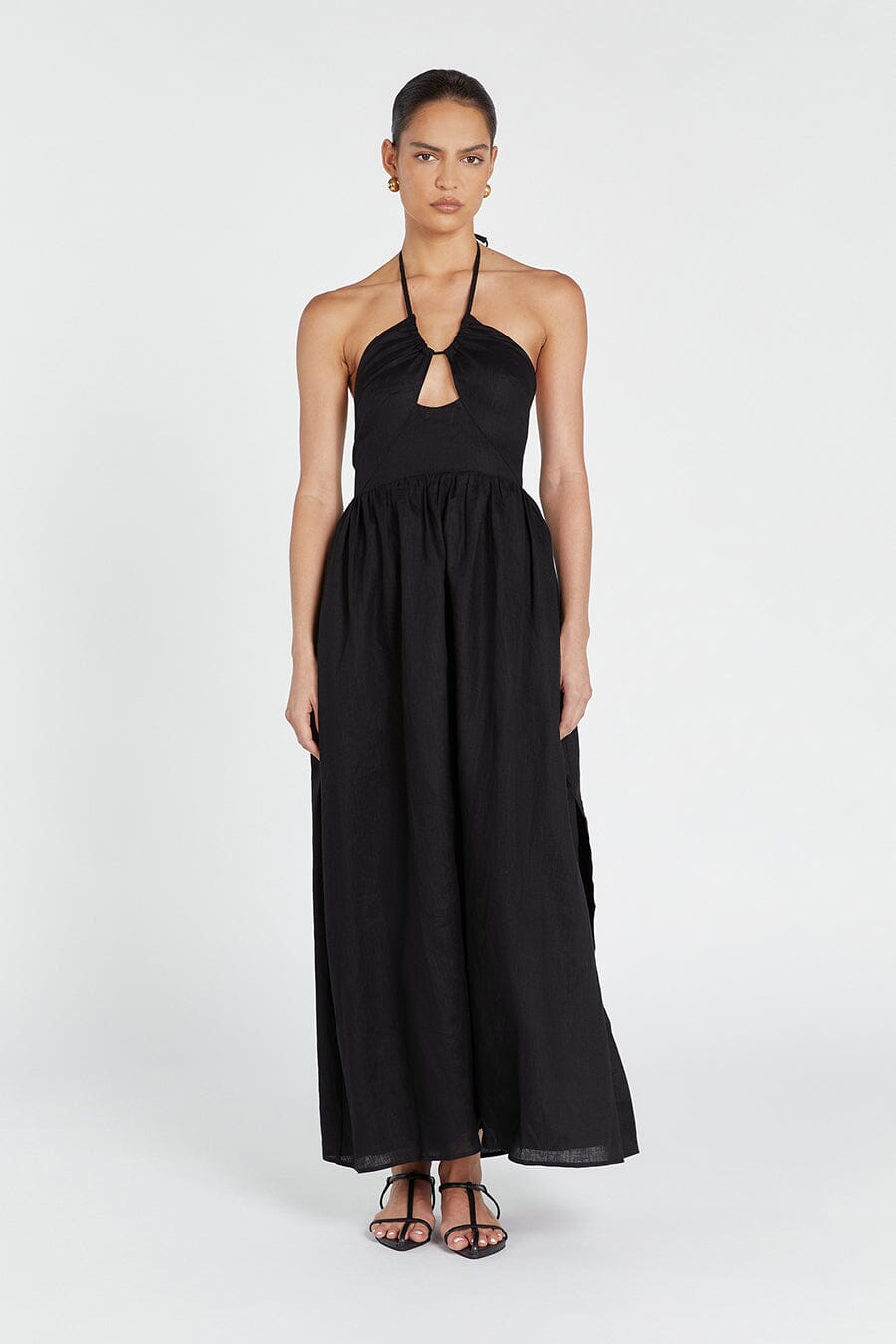 ALYSSA BLACK LINEN MAXI DRESS Clothing DISSH Boutiques 16 BLACK