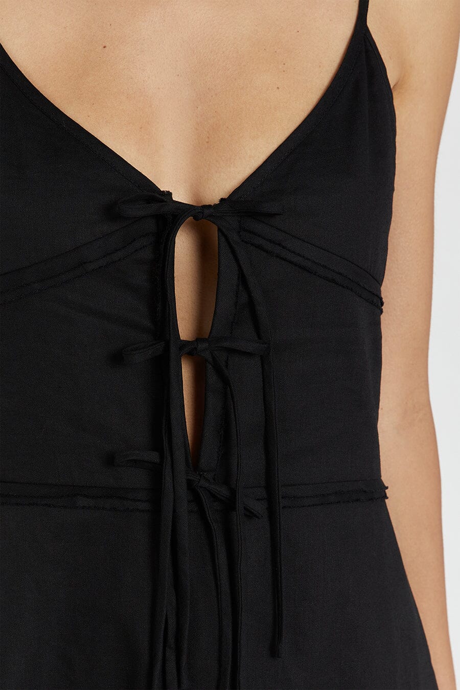 MIMI BLACK LINEN MIDI DRESS