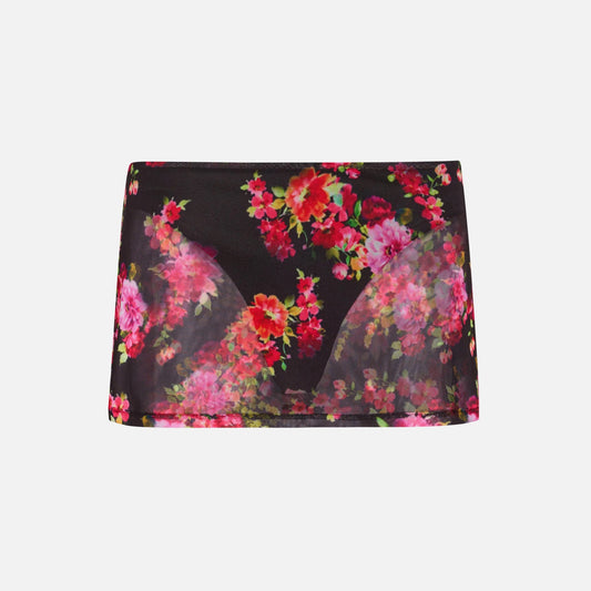 GUIZIO Mesh Micro Mini Skirt - Luna Print