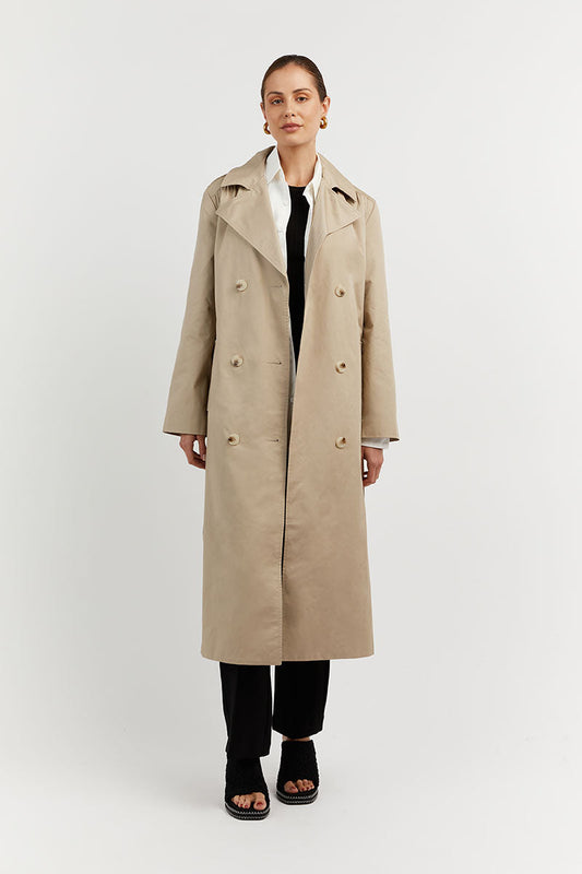 ASPEN STONE COTTON TRENCH COAT Clothing DISSH Boutiques 14 STONE