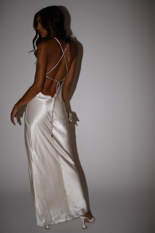 Louise Diamante Rope Maxi Dress - Ivory