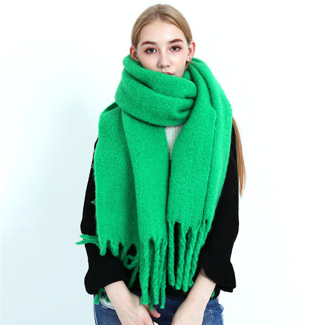 Solid Color Cashmere Shawls and Wraps Long Tassels Blanket Scarves