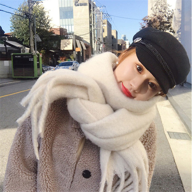 Solid Color Cashmere Shawls and Wraps Long Tassels Blanket Scarves