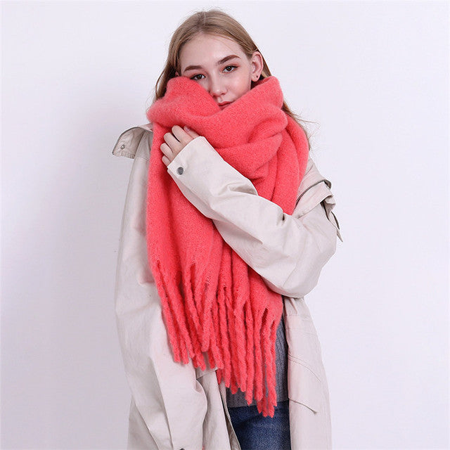 Solid Color Cashmere Shawls and Wraps Long Tassels Blanket Scarves