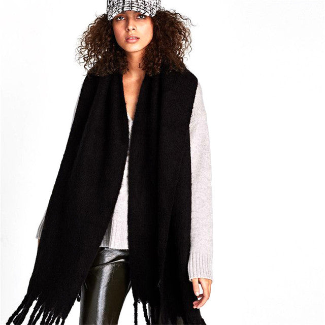 Solid Color Cashmere Shawls and Wraps Long Tassels Blanket Scarves