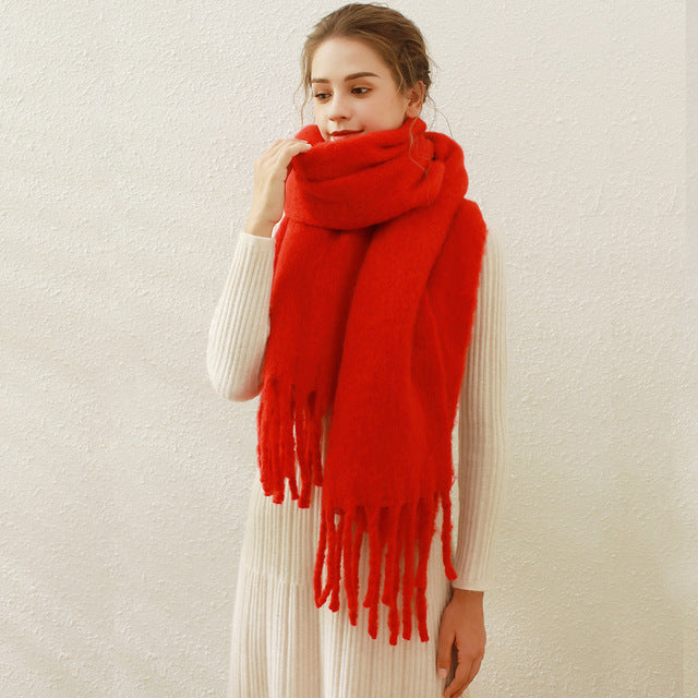 Solid Color Cashmere Shawls and Wraps Long Tassels Blanket Scarves