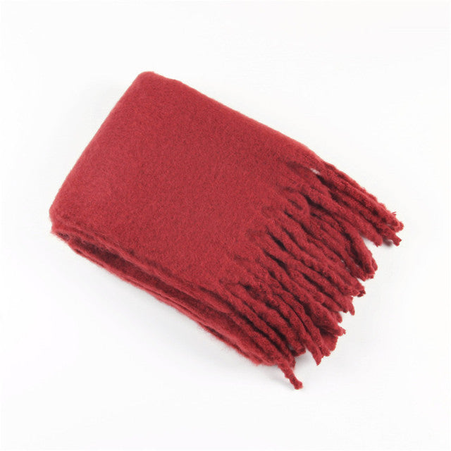 Solid Color Cashmere Shawls and Wraps Long Tassels Blanket Scarves