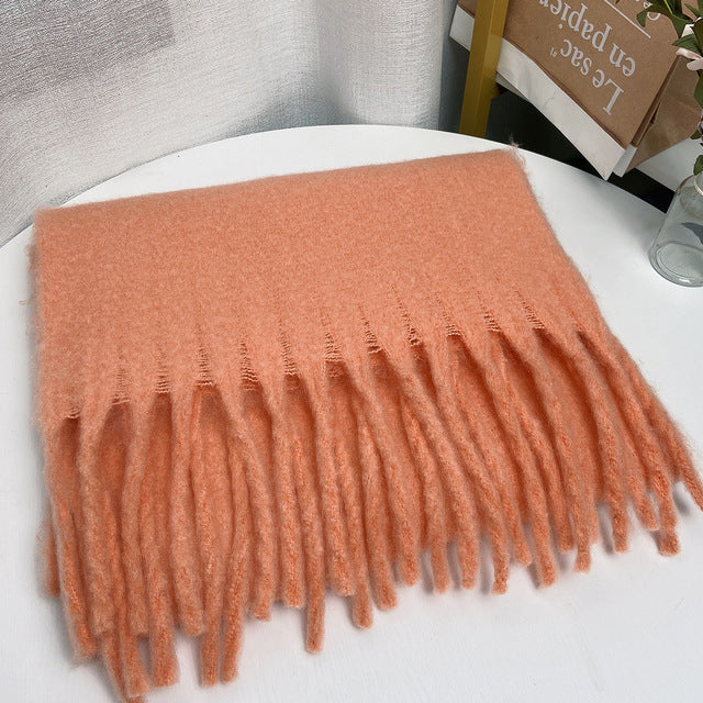 Solid Color Cashmere Shawls and Wraps Long Tassels Blanket Scarves