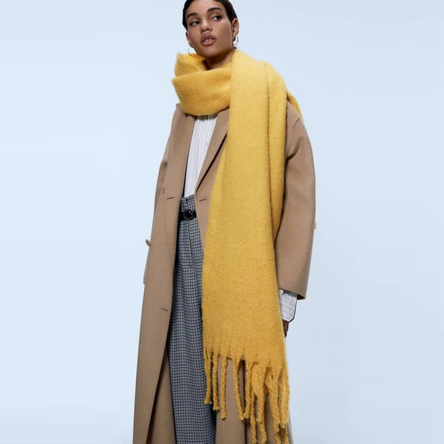 Solid Color Cashmere Shawls and Wraps Long Tassels Blanket Scarves
