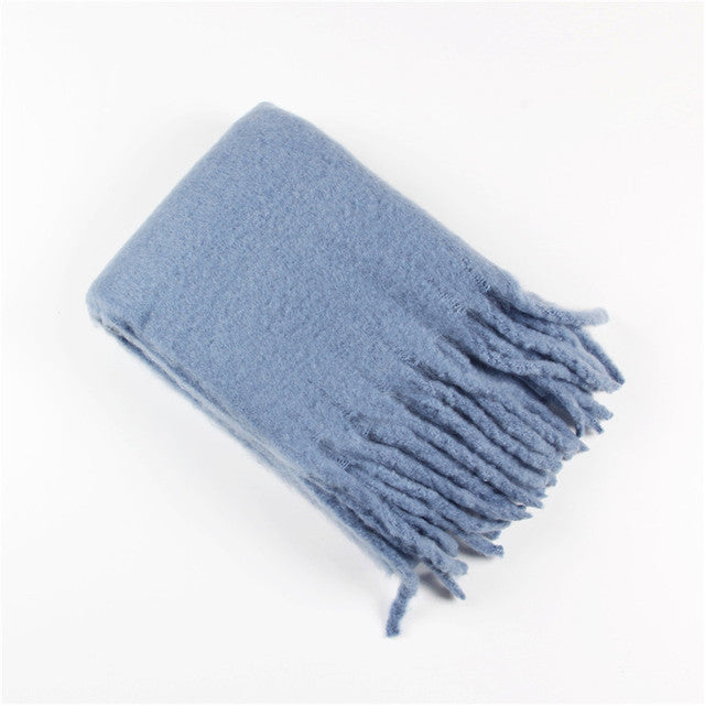 Solid Color Cashmere Shawls and Wraps Long Tassels Blanket Scarves