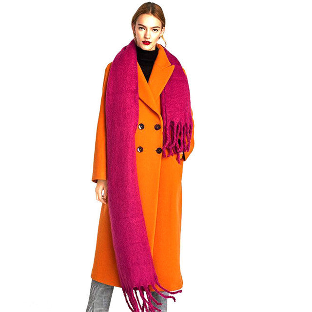 Solid Color Cashmere Shawls and Wraps Long Tassels Blanket Scarves