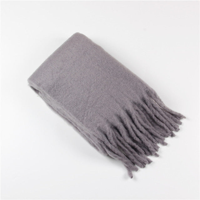 Solid Color Cashmere Shawls and Wraps Long Tassels Blanket Scarves