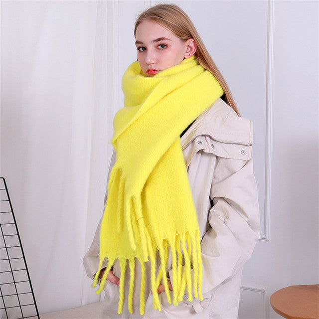 Solid Color Cashmere Shawls and Wraps Long Tassels Blanket Scarves