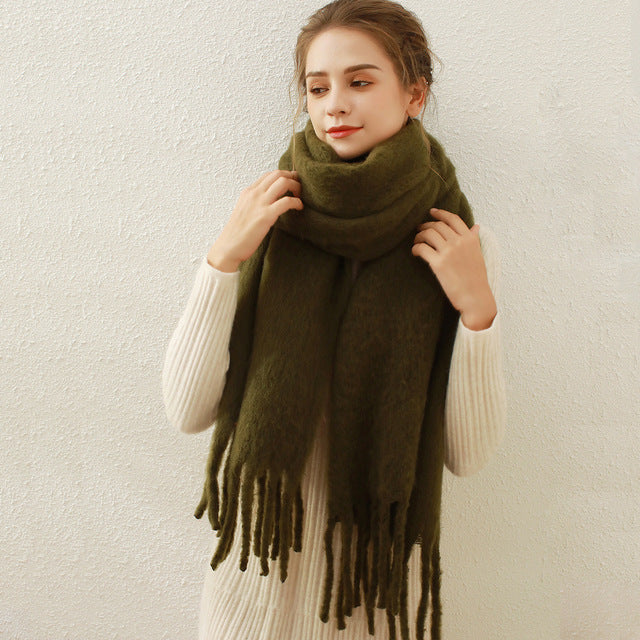 Solid Color Cashmere Shawls and Wraps Long Tassels Blanket Scarves