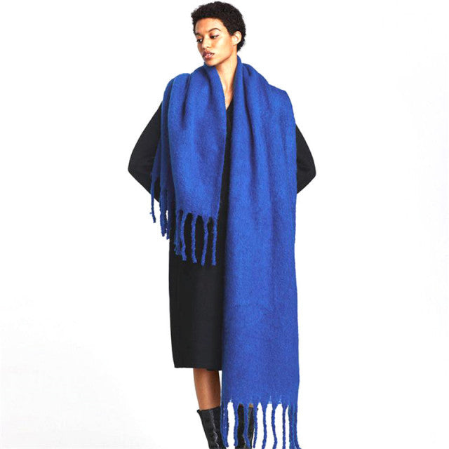 Solid Color Cashmere Shawls and Wraps Long Tassels Blanket Scarves