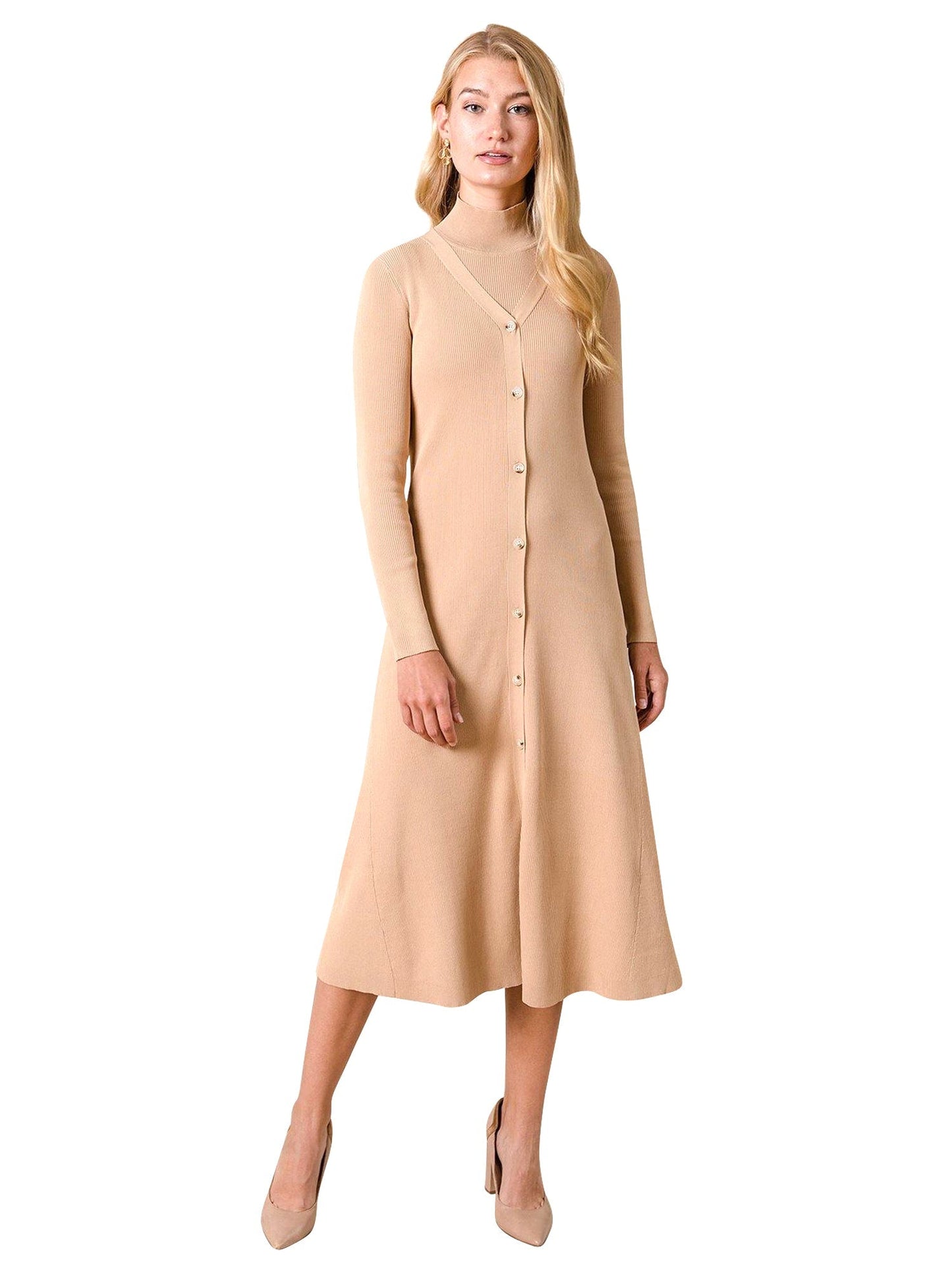Apparalel Ribbed Cardigan Dress