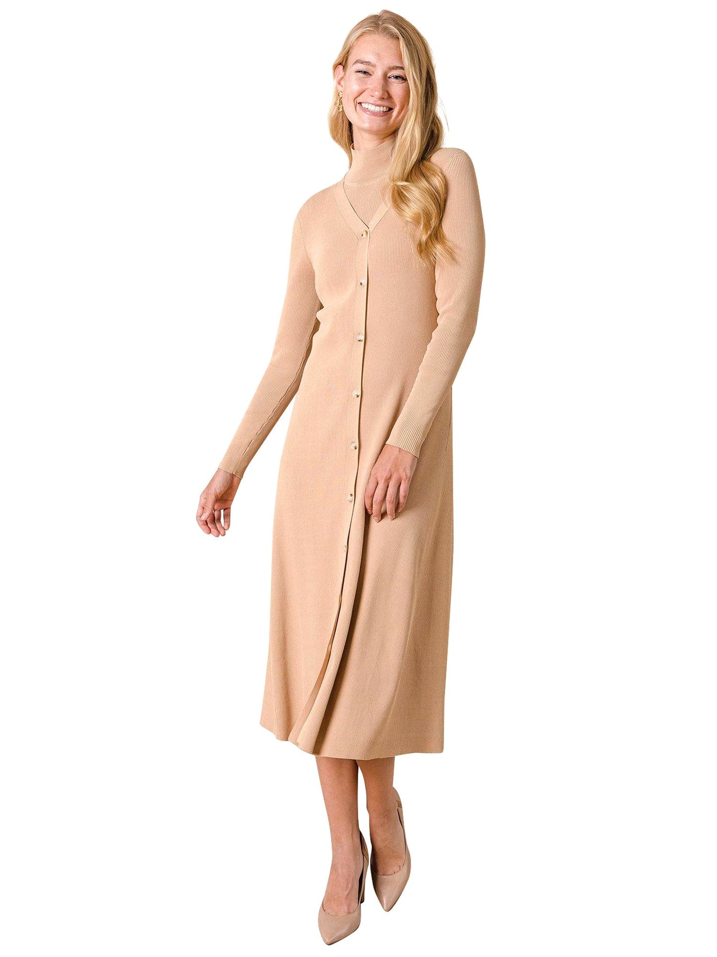 Apparalel Ribbed Cardigan Dress