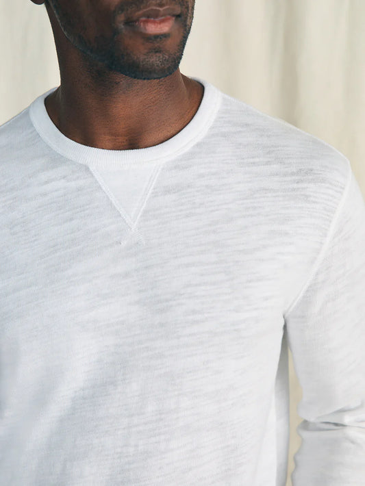 Sunwashed Slub Crew in White