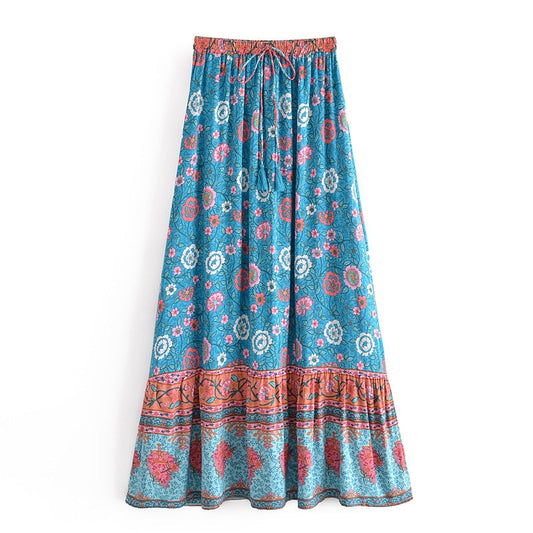 Rayon Maxi Pleated Skirt