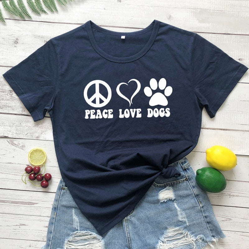 Peace Love Dogs  Aesthetic 90s Graphic Slogan Tshirt