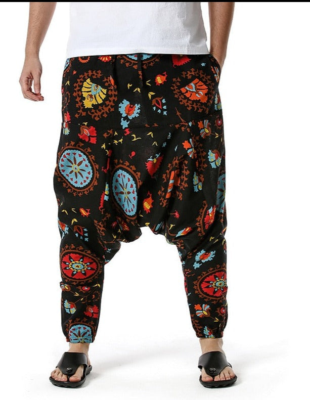 Casual Cotton Yoga Drop Crotch Joggers Sweatpants-Small Size