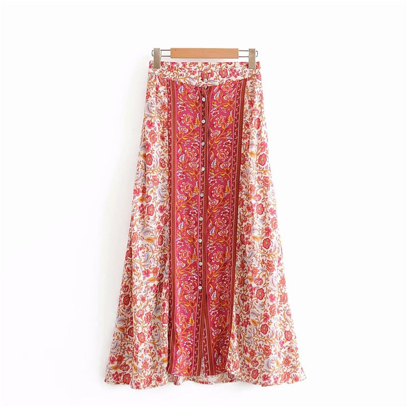 Boho Floral Hippie Oversized Long Maxi Skirt